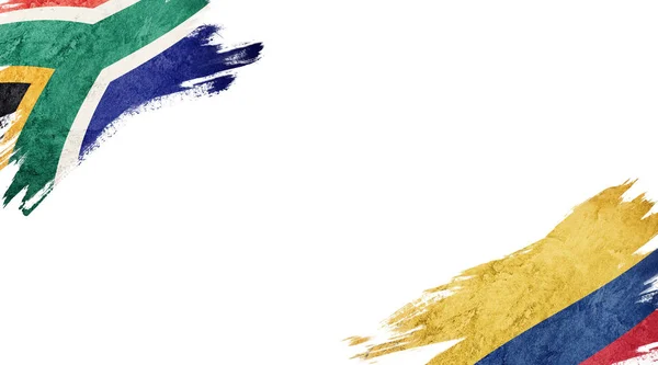 Прапори Південної Африки та Колумбії на білому тлі — стокове фото